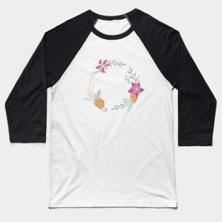 Christmas Florals on Purple Baseball T-Shirt